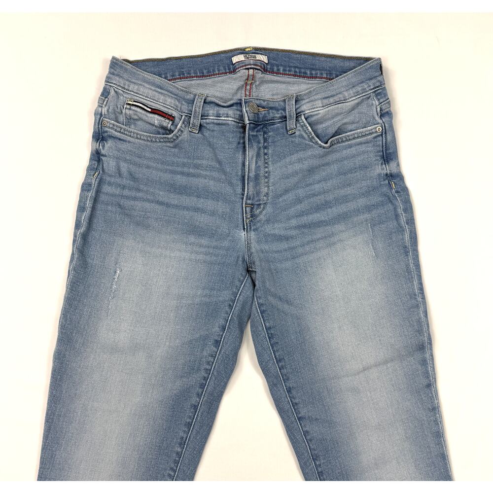 Tommy Hilfiger womens jeans light wash  raw distressed hem high rise Sz 6 - Picture 3 of 16